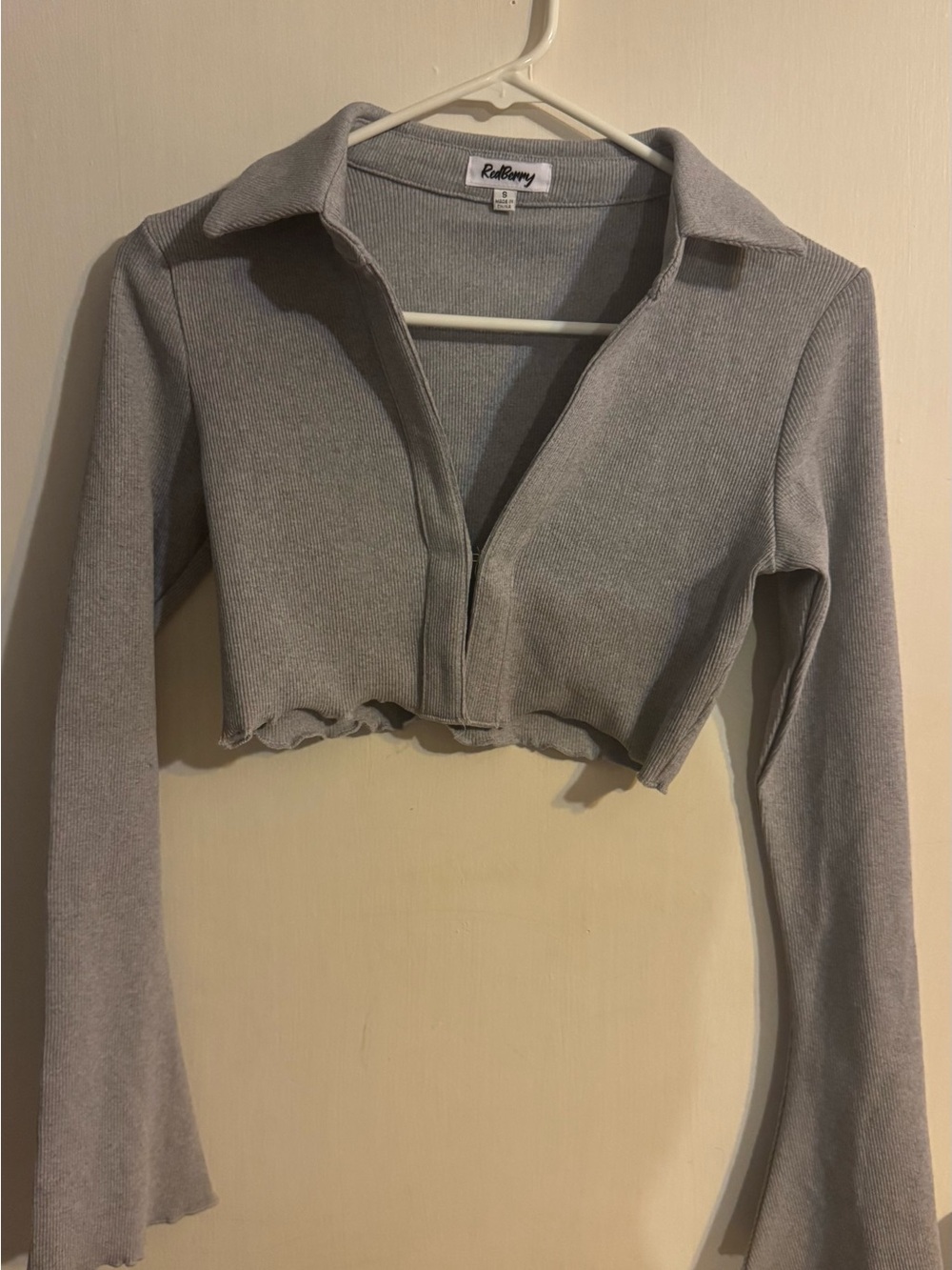 Cotton Collared Top in Light Gray